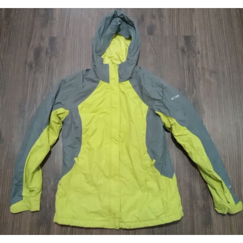 Columbia Omni Shield Windbreaker Womens Small Green Gray Full Zip Hooded Coat